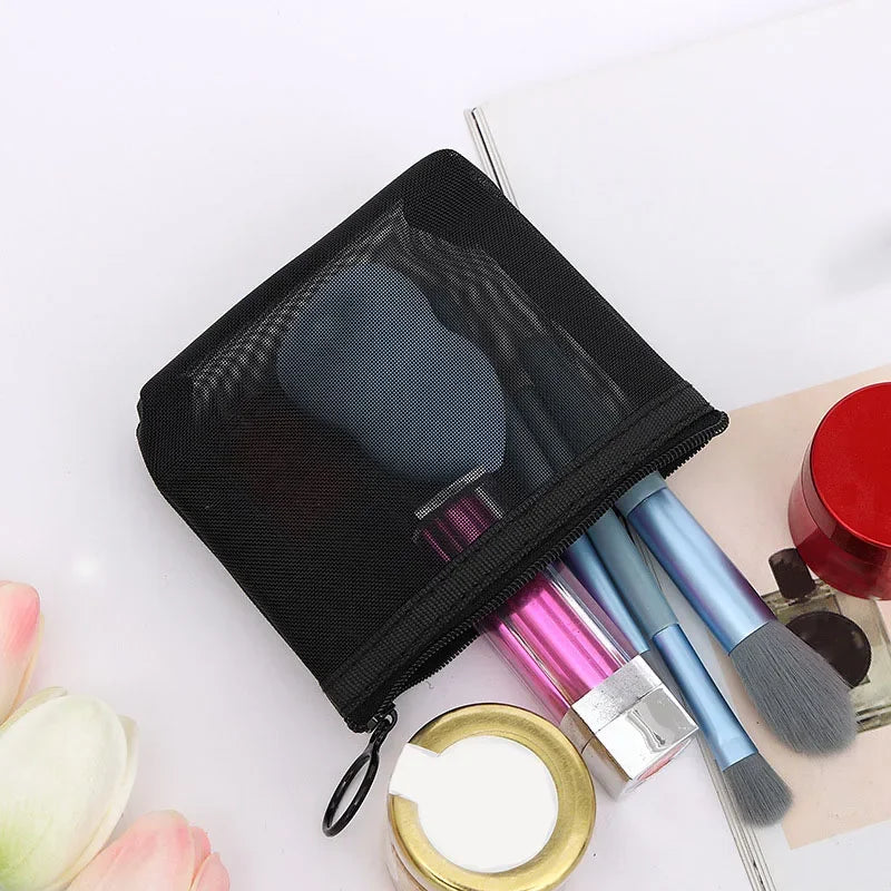 Mesh Small Large Cosmetic Bag for Women Travel Storage Makeup Bag Organizer Female Make Up Pouch